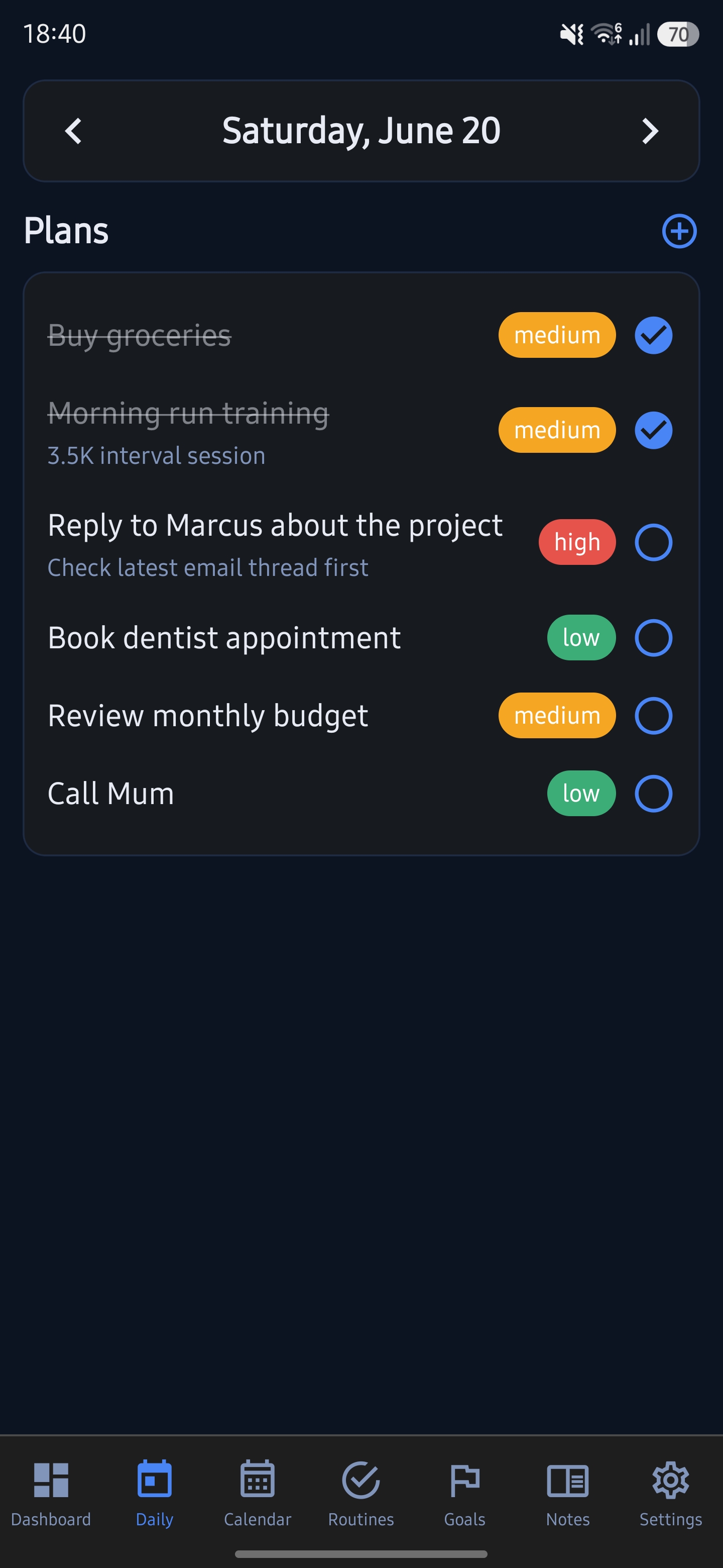 Daily Plans